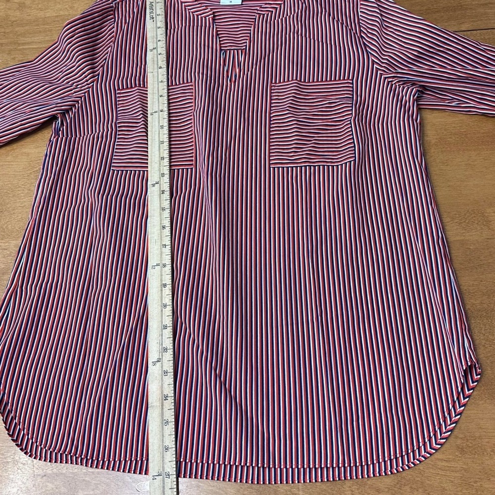 Cabi Franklin Blouse Red White Blue Stripe V Neck Pocket Blouse Top Women's M - Picture 9 of 10